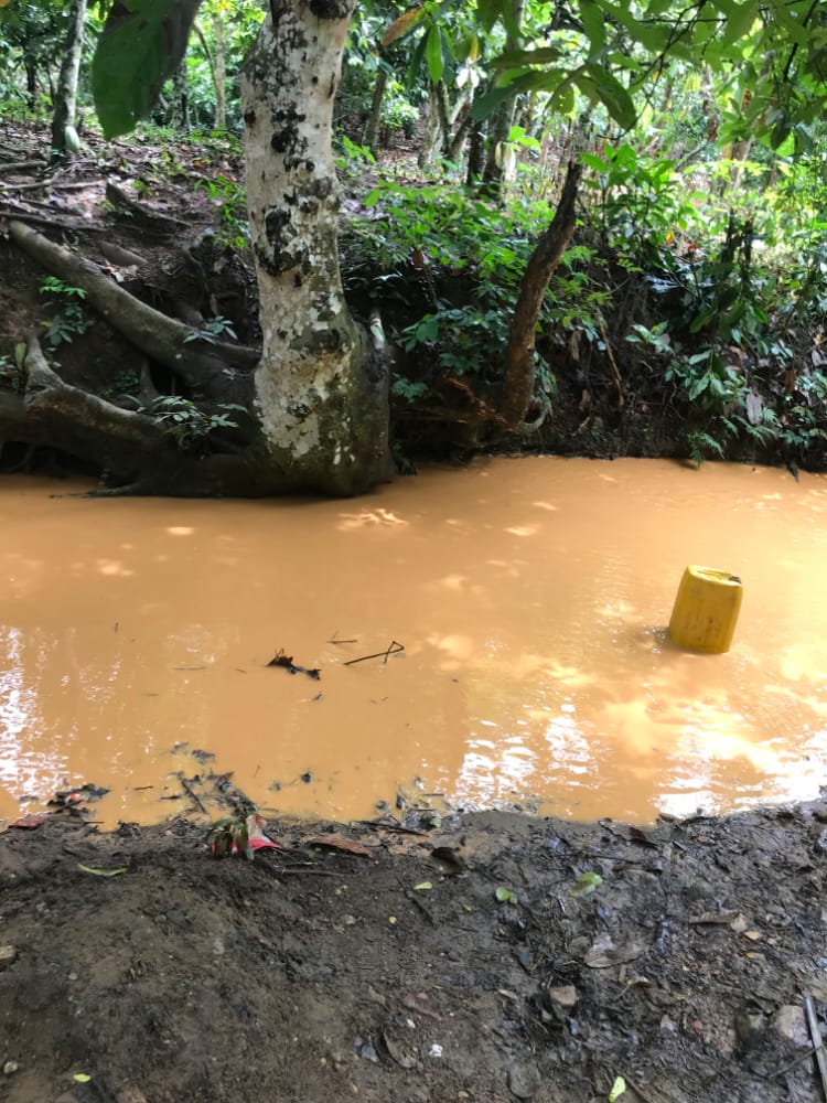 Residents of Ammokrom in the Western North Region worried over ‘chocolate’ drinking water